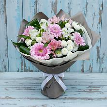 Букет цветов из:  Герберы, Альстромерии и Хризантемы #REPLACE_PRED# Зорино