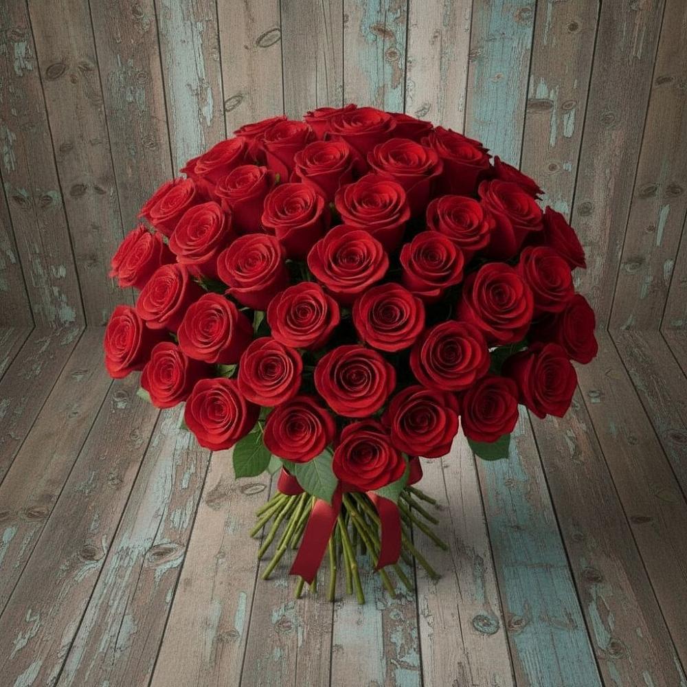 Букет 55 Красных роз Фридом в Зорино