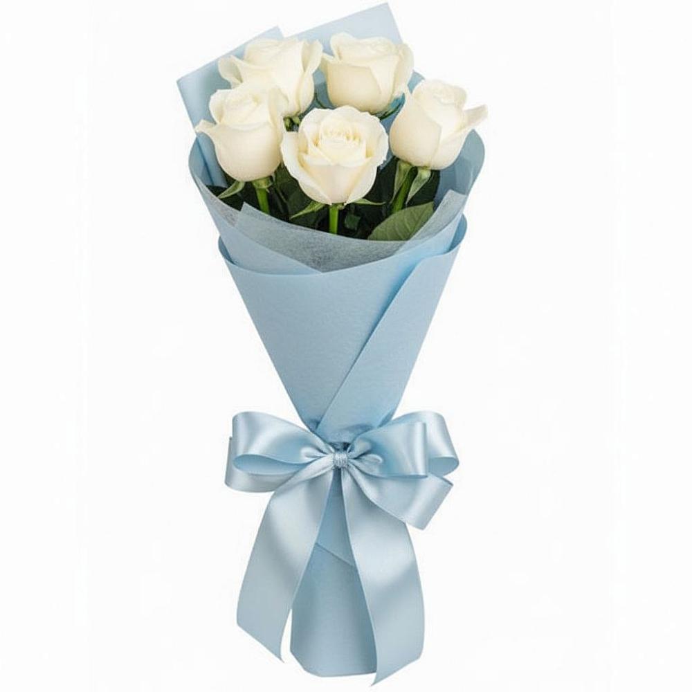 Букет 5 Белых роз Проуд в Зорино