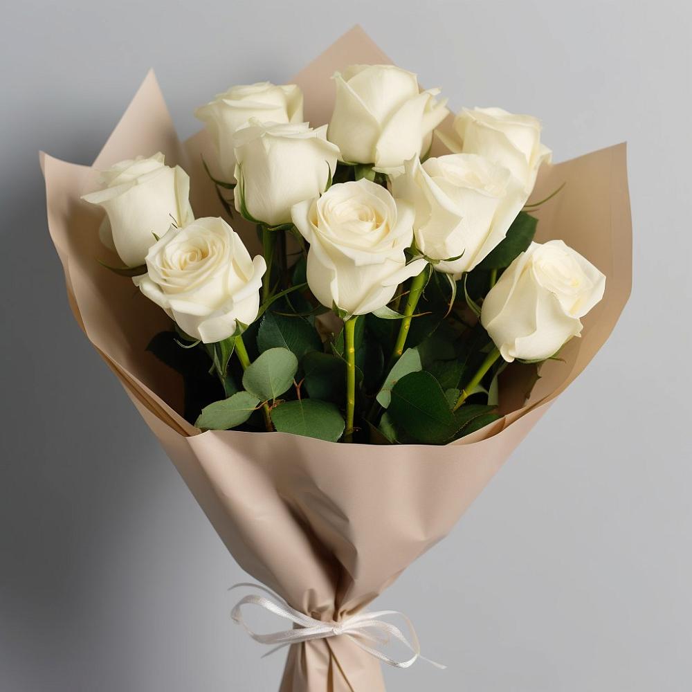 Букет 9 Белых роз Эдлесс Лав в Зорино