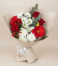 Букет цветов из:  Розы, Хризантемы, Герберы и Лилии в Зорино