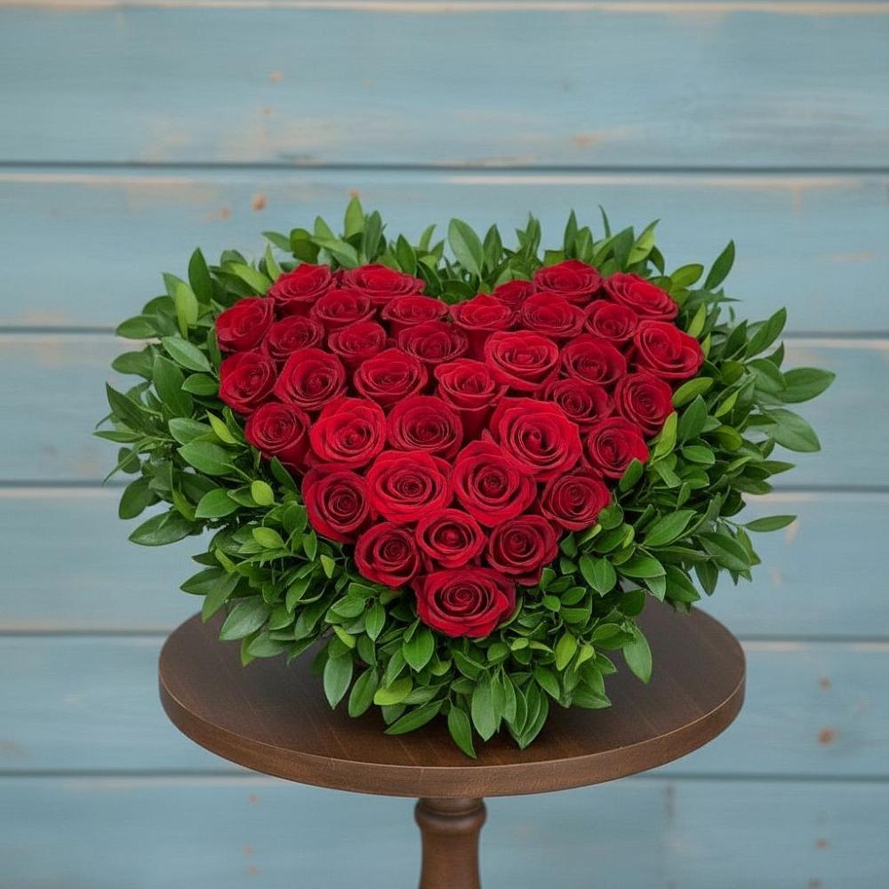 Цветочная композиция из Розы в виде сердца в Зорино