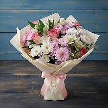 Букет цветов из:  Хризантемы, Альстромерии и Розы в Зорино