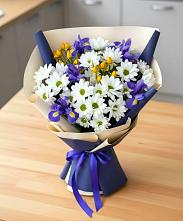 Букет цветов из:  Розы, Ирисы и Хризантемы в Зорино