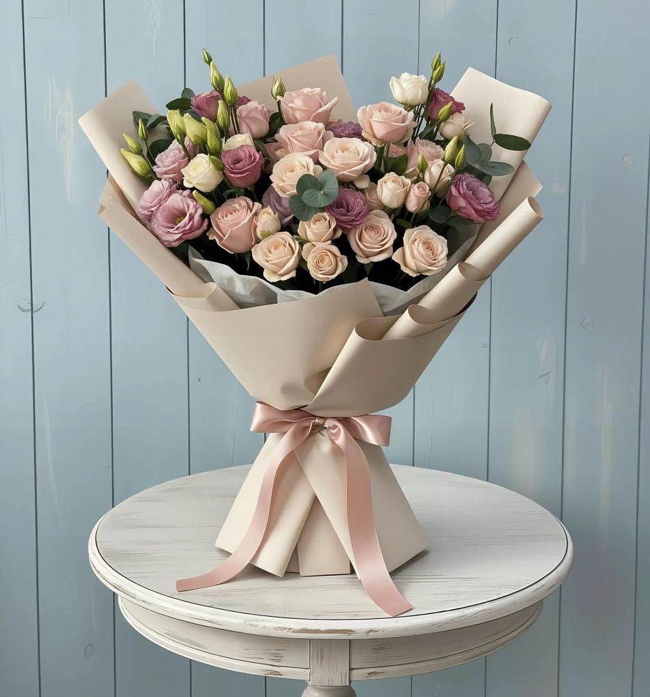 Букет цветов из: Розы и Лизиантусы в Зорино