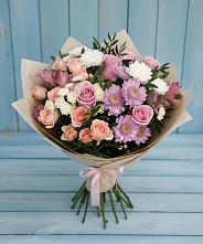 Букет цветов из:  Хризантемы, Розы и Альстромерии в Зорино