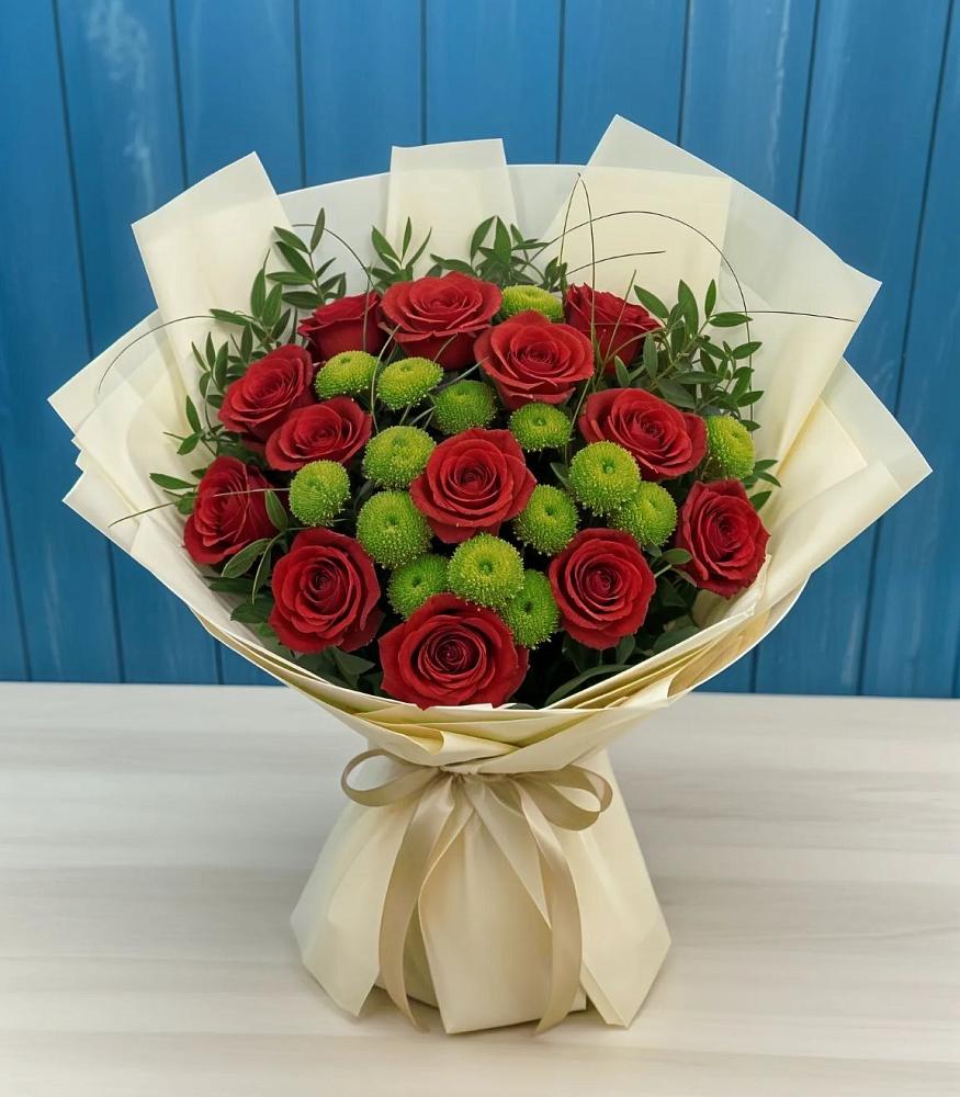 Букет цветов из: Розы и Хризантемы в Зорино